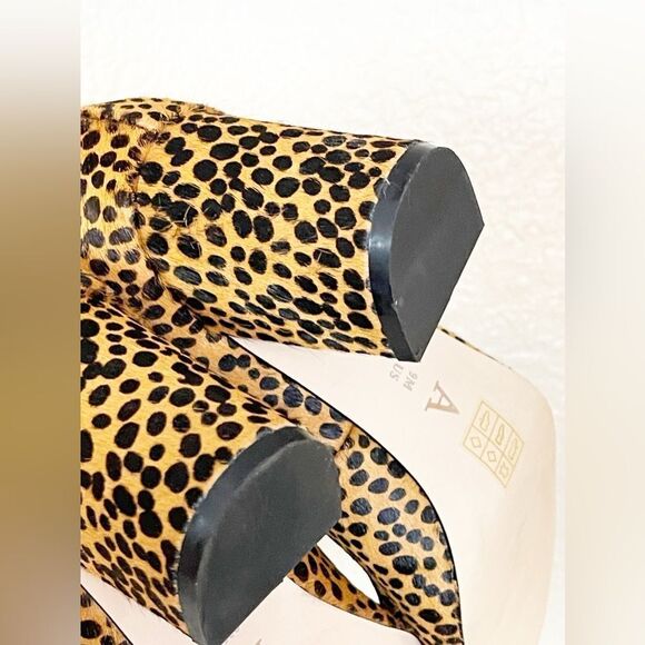 ANTHROPOLOGIE Spotted Leopard Cheetah Calf Hair Square Toe Chunky Heels Pumps. 9 - Picture 11 of 15